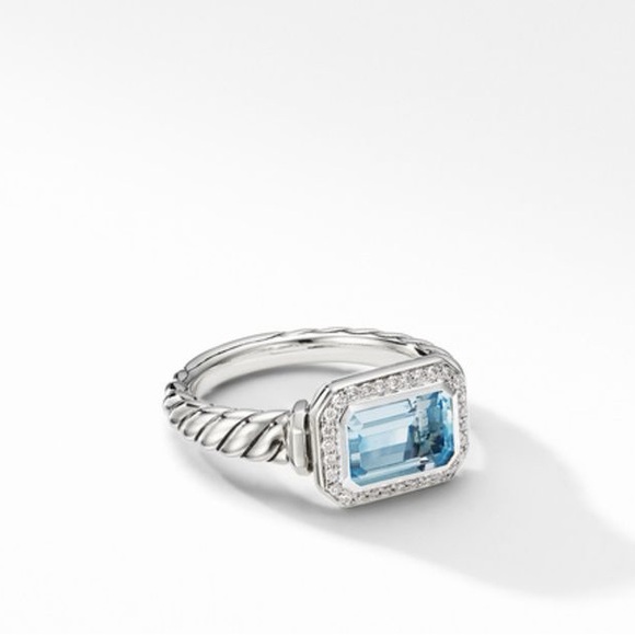 David Yurman Novella Ring blue topaz and diamonds - Picture 1 of 5